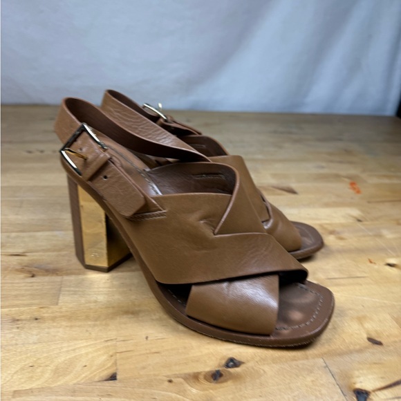 Tory Burch Bleecker slingback sandal hexagonal heel metallic accent size 7.5 - Picture 12 of 15